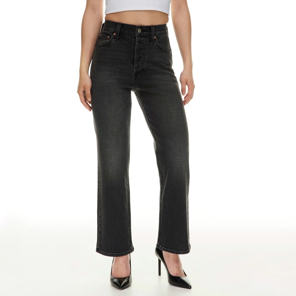 Aritzia | Denim Forum | Arlo High Rise Straight Jeans Washed Black Size 30